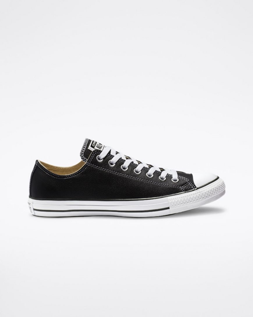 Men\'s Converse Chuck Taylor All Star Leather Low Top Shoes Black | AU 5E693U
